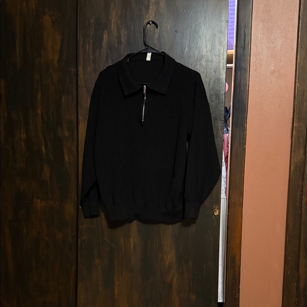 Men's Classic Black Zip-Up Sweater